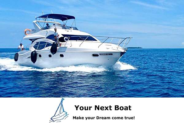 image with a yacht and yournextboat.com logo